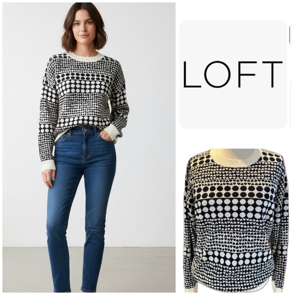 LOFT Sweaters - LOFT Black and White Patterned Sweater